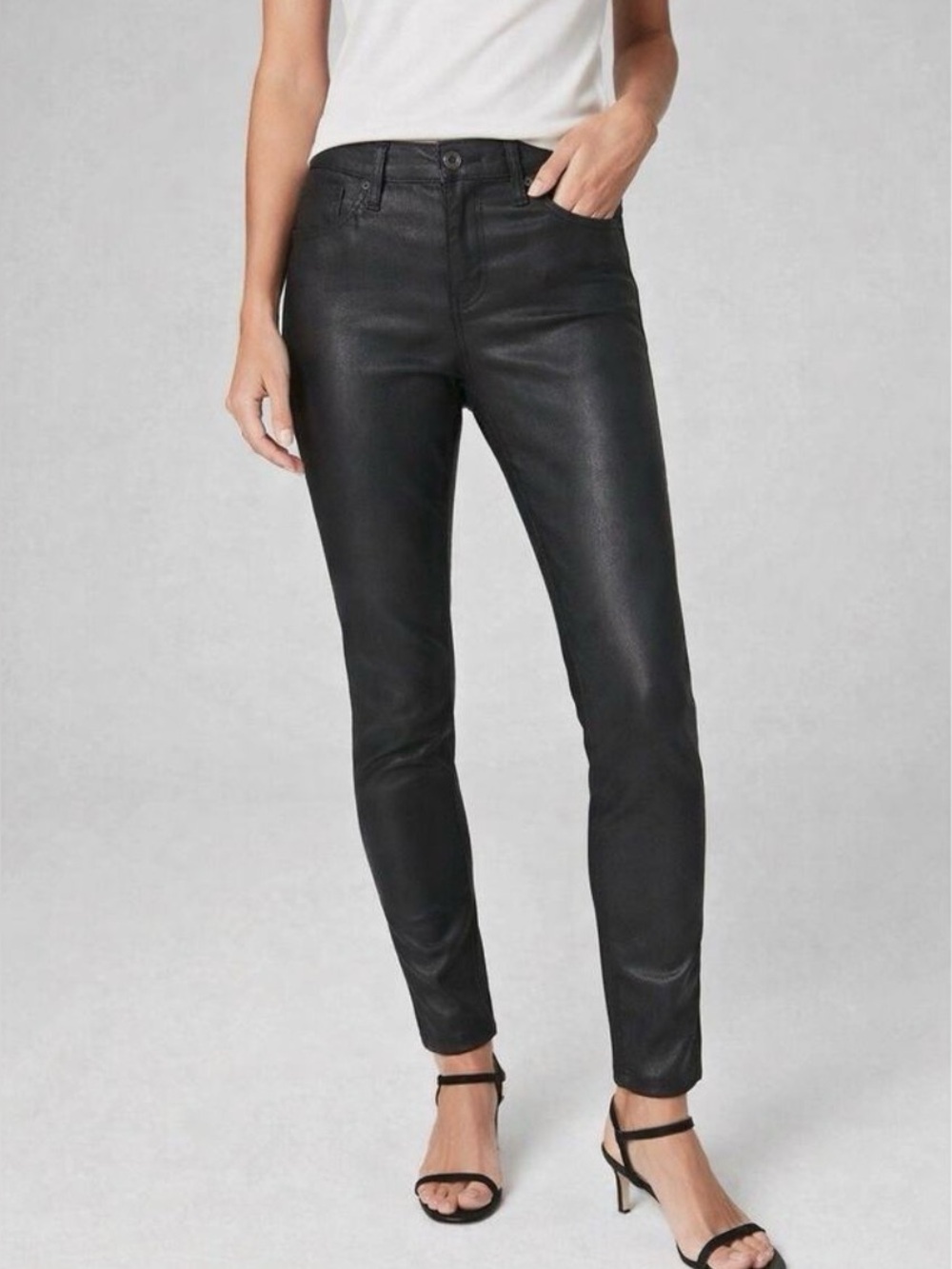 Ag Adriano Goldschmied Black Coated Skinny Pants